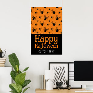 Poster Araignées Joyeux Halloween Nom personnalisé noir o
