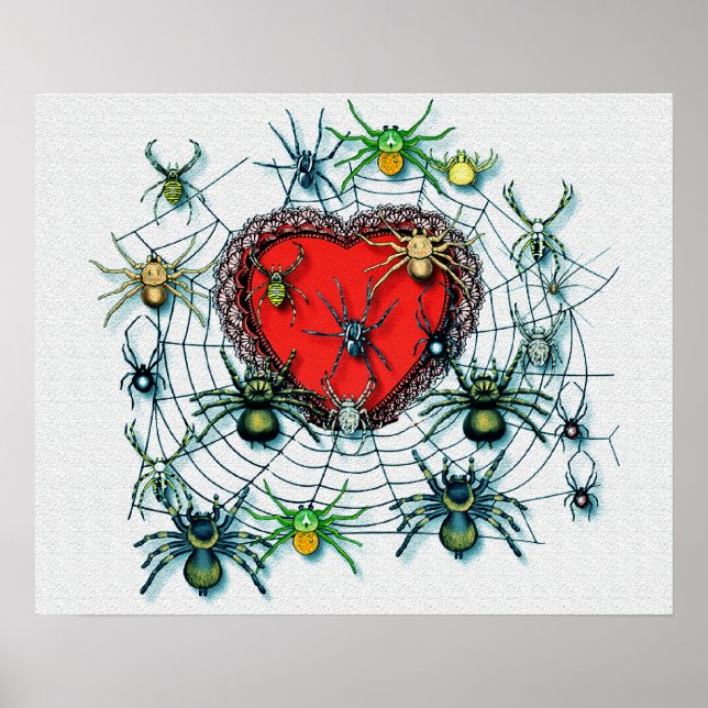 Poster Araignées sur ma toile de coeur Imprimer (Devant)