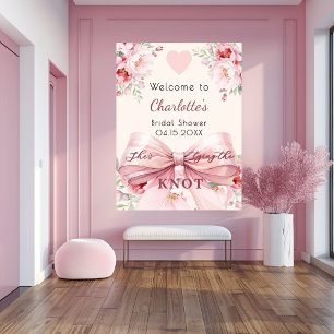 Poster Arbalète rose fleurons noeud douche nuptiale signe