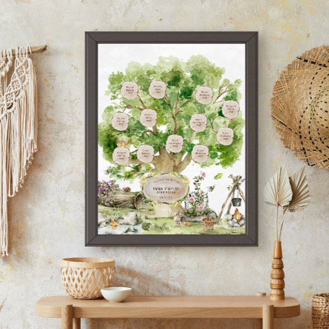 Poster Arbre à aquarelles familiales générationnelle | Pe (Créateur téléchargé)