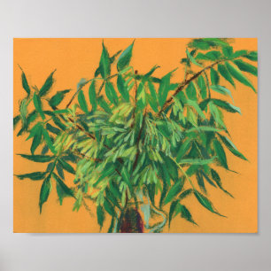 Poster Arbre à cendres, vert jaune verdure estivale art f