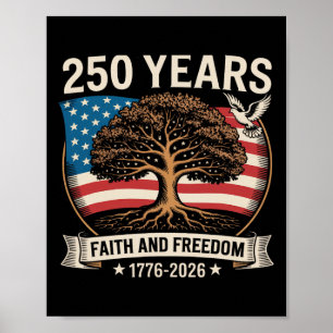 Poster Arbre à croix de drapeau 250 ans de foi et de libe