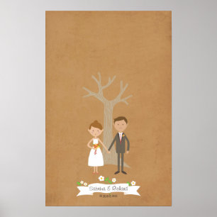Poster Arbre à empreintes digitales avec portrait en coup