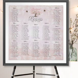 Poster Arbre à feuilles de coeur rose de la forêt