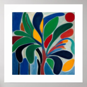 Poster Arbre à palmes abstrait coloré