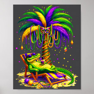 Poster Arbre à Palmes Mardi Gras Hawaïen Trocal Louisiane