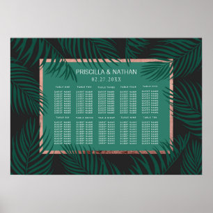 Poster Arbre à palmier vert feuille Rose noir Gold