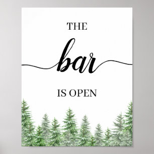 Poster Arbre À Pins Le Bar Est Ouvert Barre Mariage Menu 