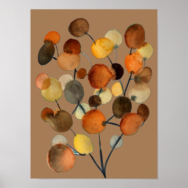 Poster Arbre Abstrait brun d'automne (Devant)