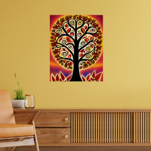 Poster Arbre Abstrait de récolte d'automne