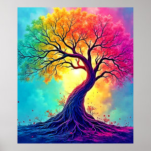 Poster Arbre Arc-en-Ciel : Racines de l'Espoir Infini Art