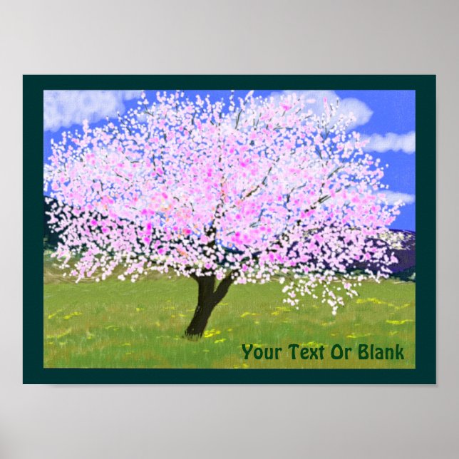 Poster Arbre aux amandes en fleurs (Devant)