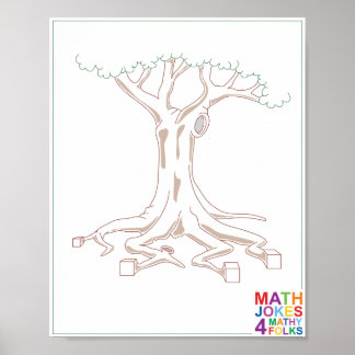 Poster Arbre avec racines de cube