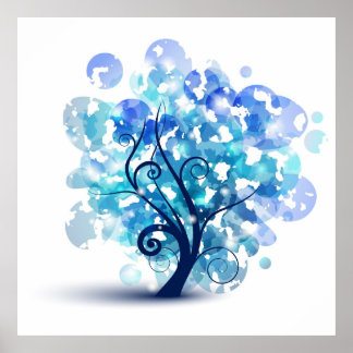 Poster Arbre bleu