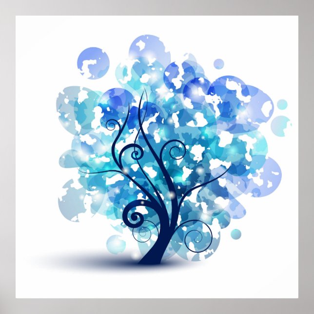 Poster Arbre bleu (Devant)