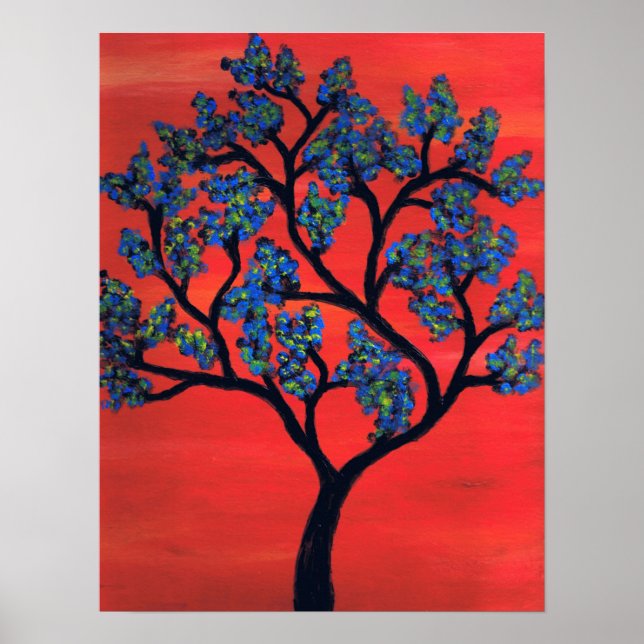 Poster Arbre bleu (Devant)