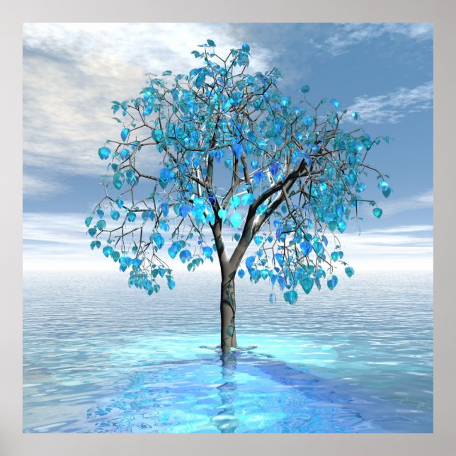 Poster Arbre bleu cristal (Devant)