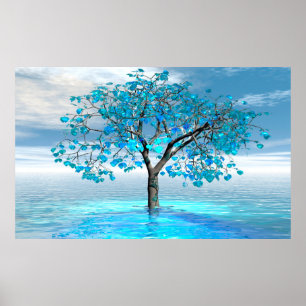 Poster Arbre bleu cristal