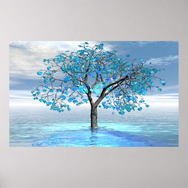 Poster Arbre bleu cristal (Devant)