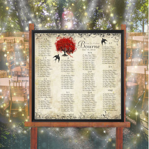 Poster Arbre Cœur Rouge - 100 à 150 invités - alphabétiqu