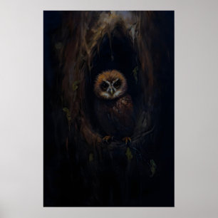 Poster Arbre Creux de Baby Owl Académie Sombre, Mur Mauss