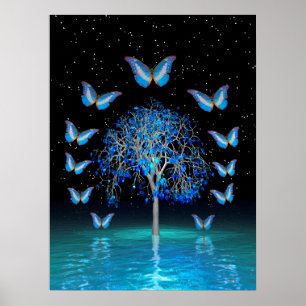 Poster Arbre cristal papillon