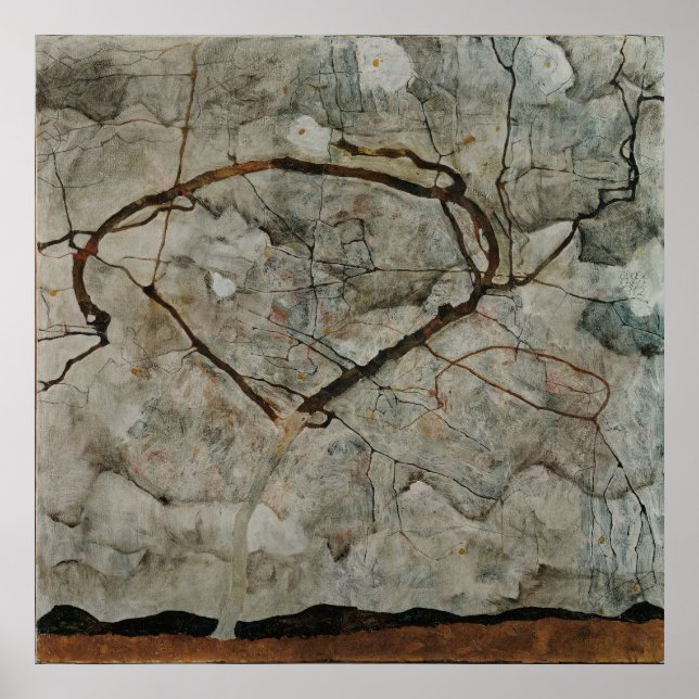 Poster Arbre d'automne en mouvement par Egon Schiele (Devant)