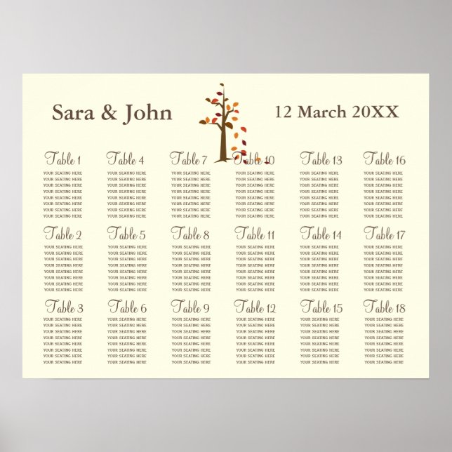 Poster Arbre d'automne mariage rustique (Devant)