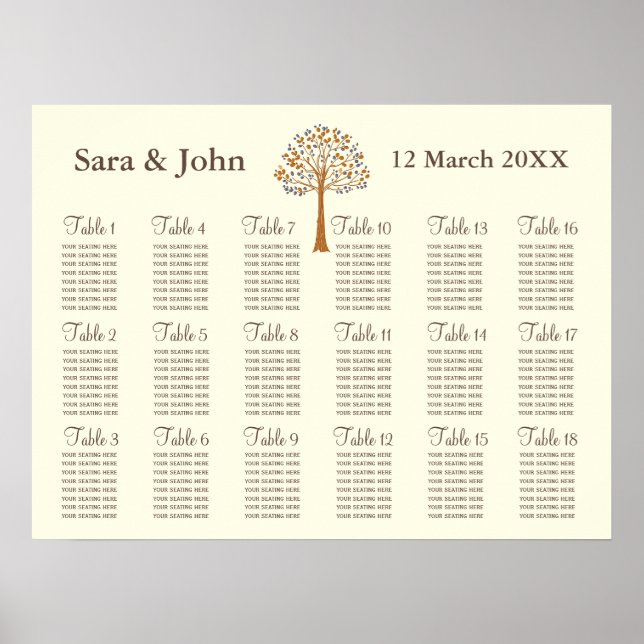 Poster Arbre d'automne mariage rustique (Devant)