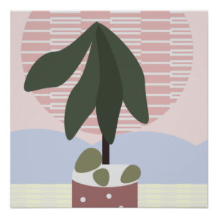 Poster Arbre d'avocat Blush Géométrique Assourdi  