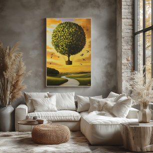 Poster Arbre de ballon dans un paysage surréaliste serein