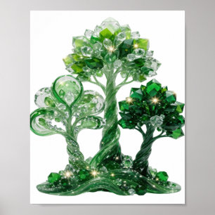 Poster Arbre de bijoux vert émeraude accrocheur