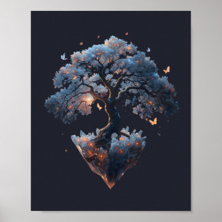 Poster Arbre de cristal céleste – Art de la nature fantas