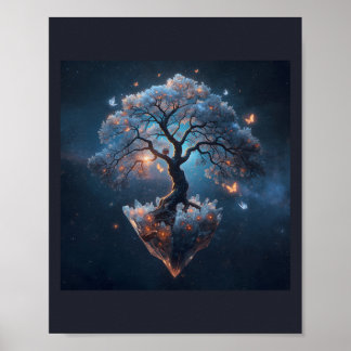 Poster Arbre de cristal céleste – Art de la nature fantas