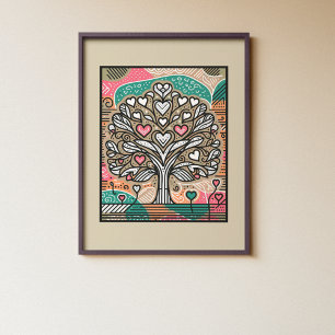 Poster Arbre de croissance cardiaque - Amour et maladie d