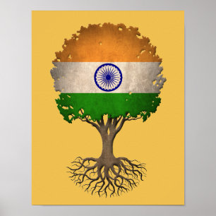 Poster Arbre de drapeau de la vie indien personnalisable