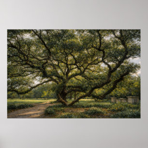 Poster Arbre de la vie du Sud Art de chêne vivant Aff