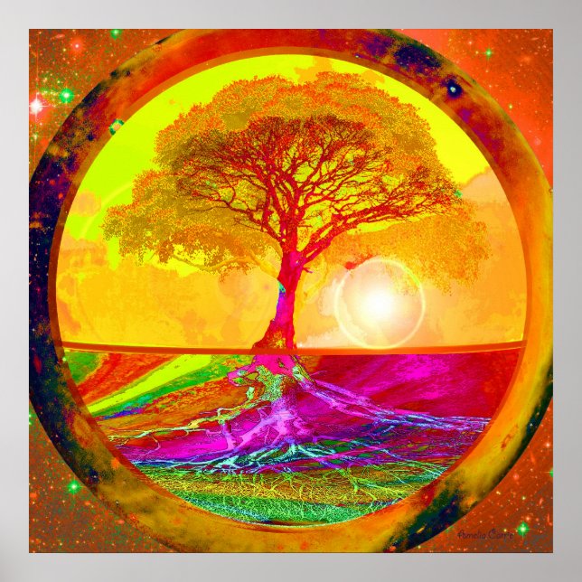 Poster Arbre de la vie lever du soleil (Devant)