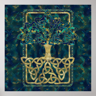 Poster Arbre de la vie - Yggdrasil avec des symboles de