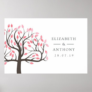 Poster Arbre de mariage à l'aquarelle