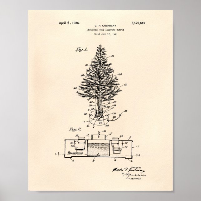 Poster Arbre de Noël 1925 Brevet Art Vieux Poivre (Devant)