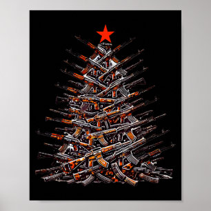 Poster Arbre de Noël armes drôle Noël 2025 pour amateur d