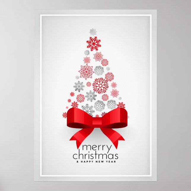 Poster Arbre de Noël aux flocons de neige (Devant)