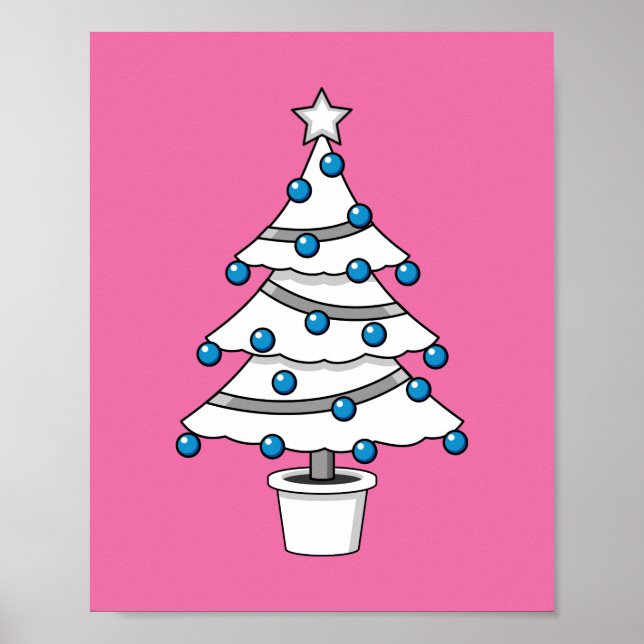 Poster Arbre de Noël blanc (Devant)
