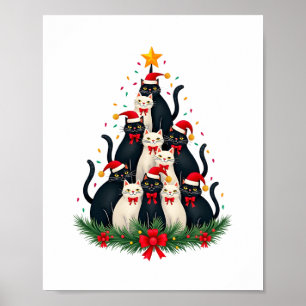 Poster Arbre de Noël Chat Smoking Chat Smoking Lumières X