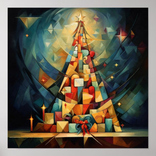 Poster Arbre de Noël Cubisme