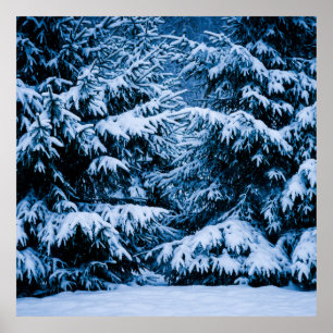 Poster Arbre de Noël de la forêt d'hiver