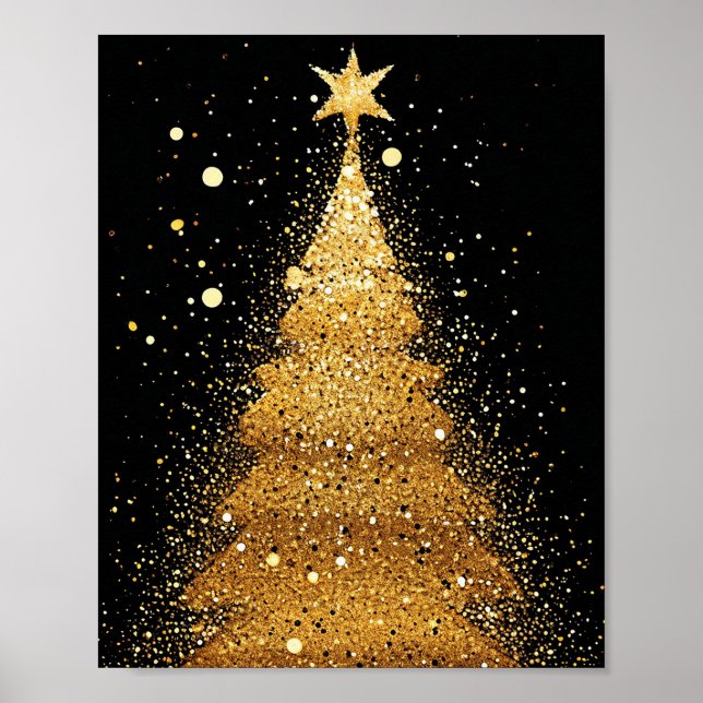 Poster Arbre de Noël doré (Devant)