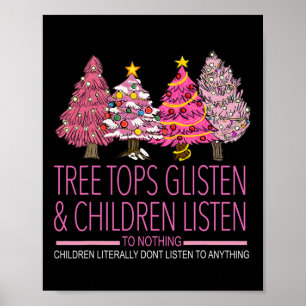 Poster Arbre De Noël Écouter Et Les Enfants Écouter