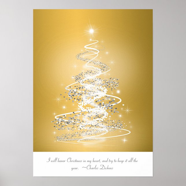 Poster Arbre de Noël en or (Devant)